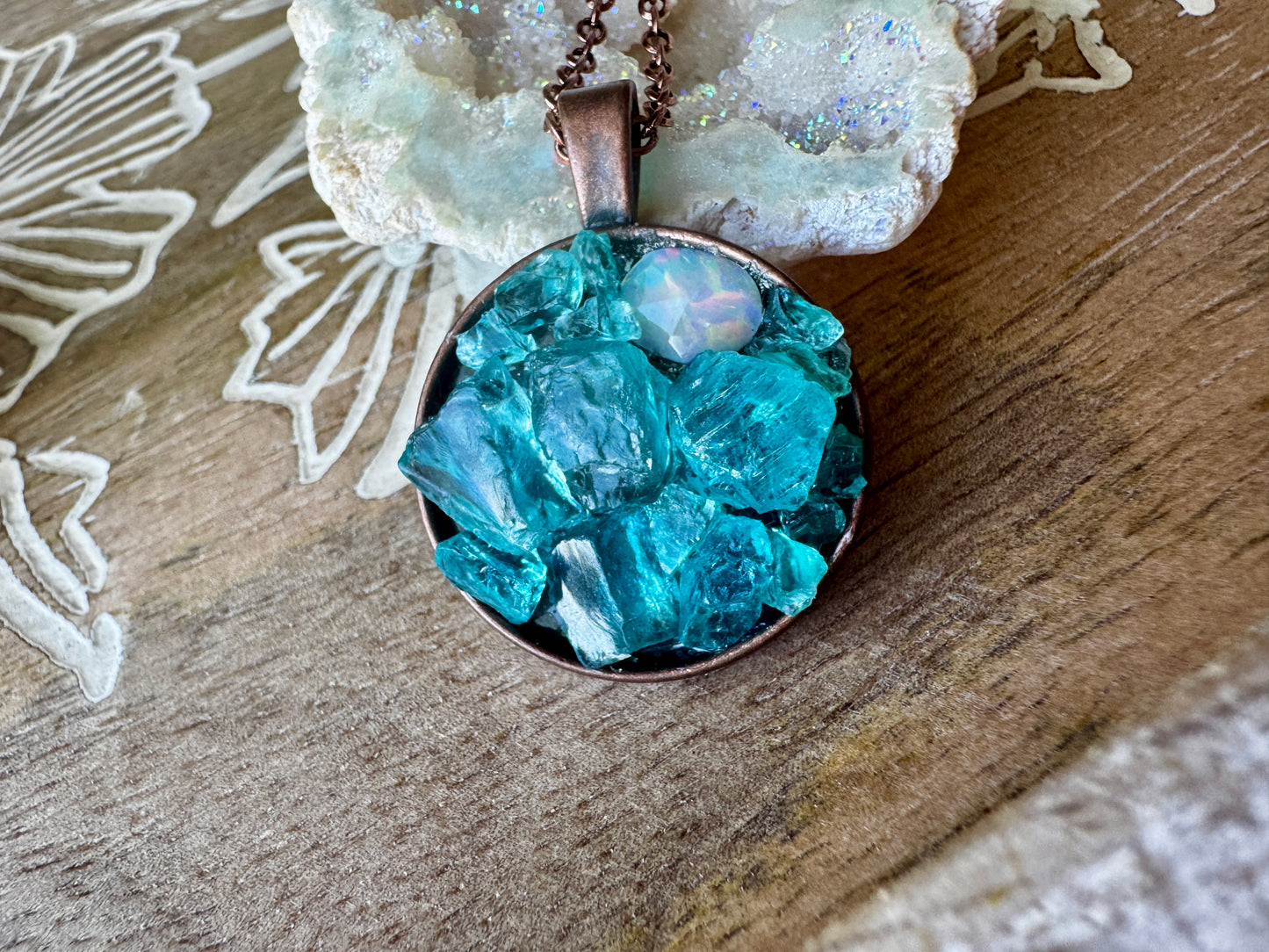 Neon Blue Apatite & Opal - Copper Necklace