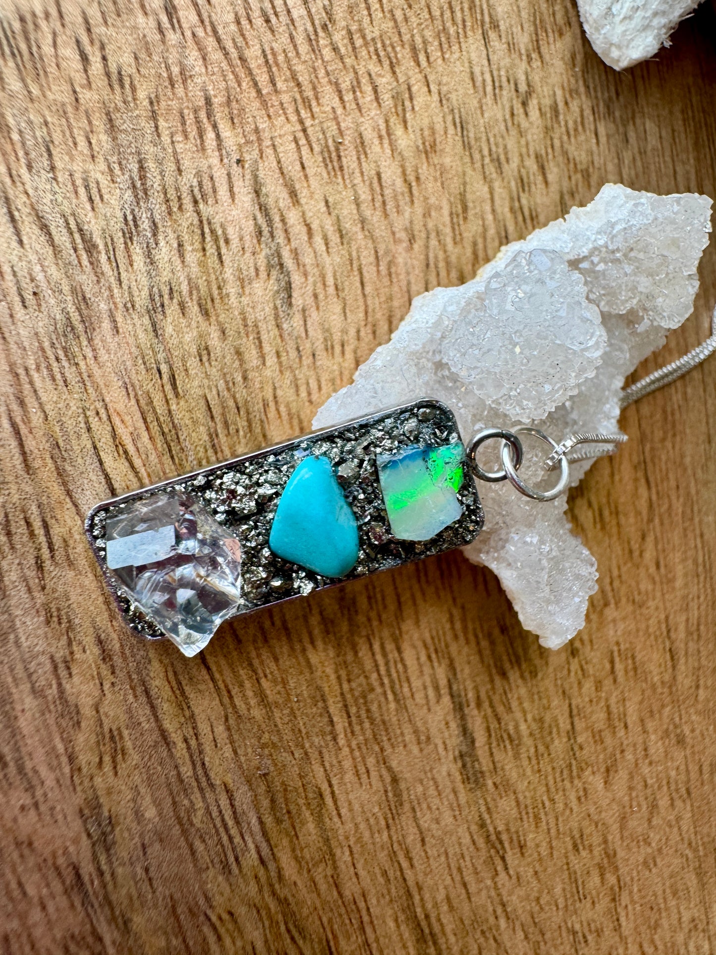 Opal, Turquoise & Herkimer Diamond Necklace