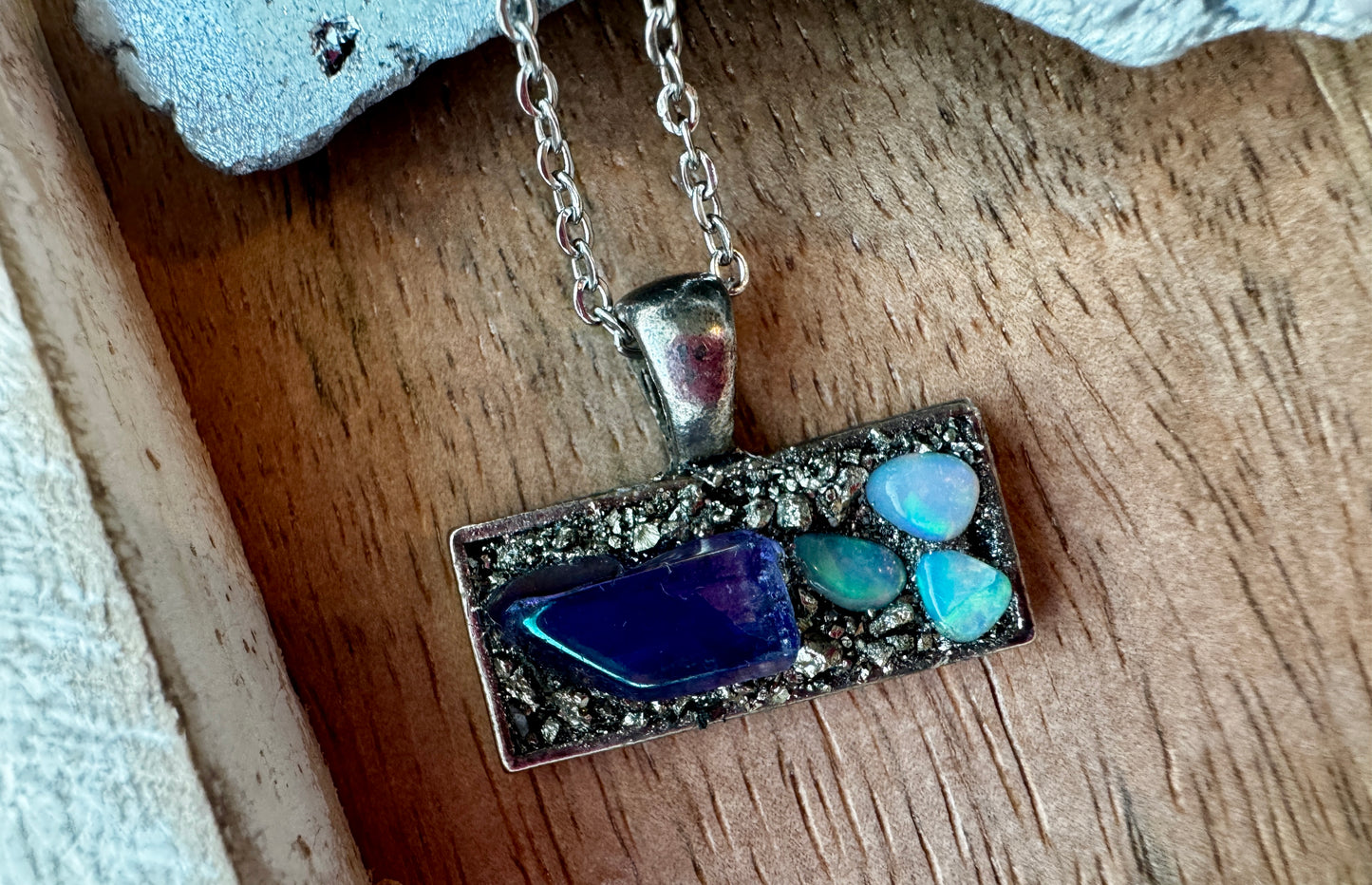 Purple Dream Aura Quartz & Opal Necklace