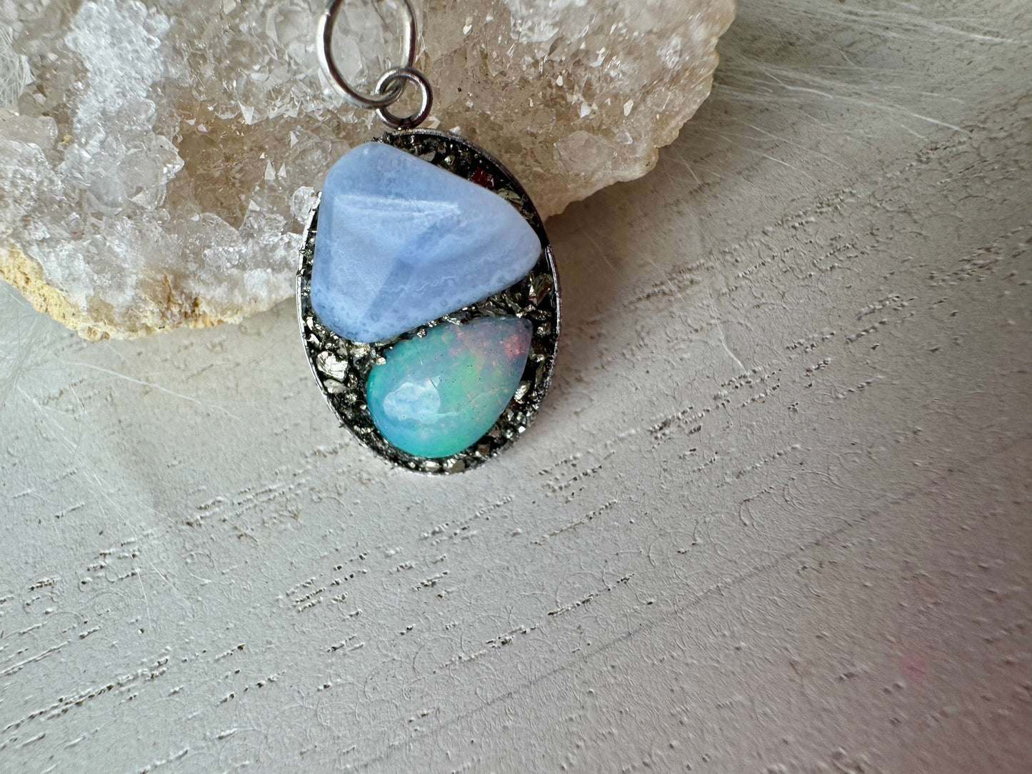 Dream ( Blue Lace Agate & Opal ) Pendant