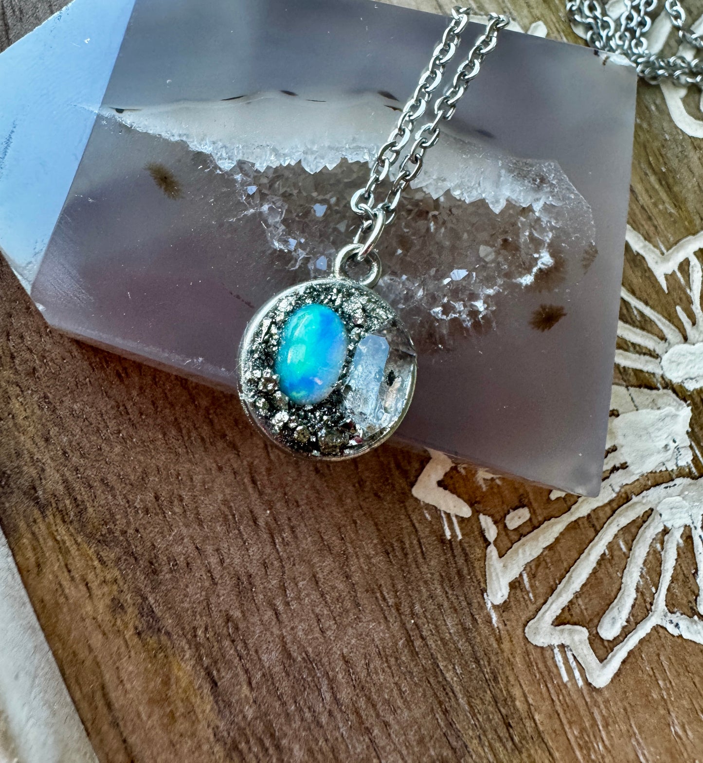 Opal & Herkimer Diamond Necklace