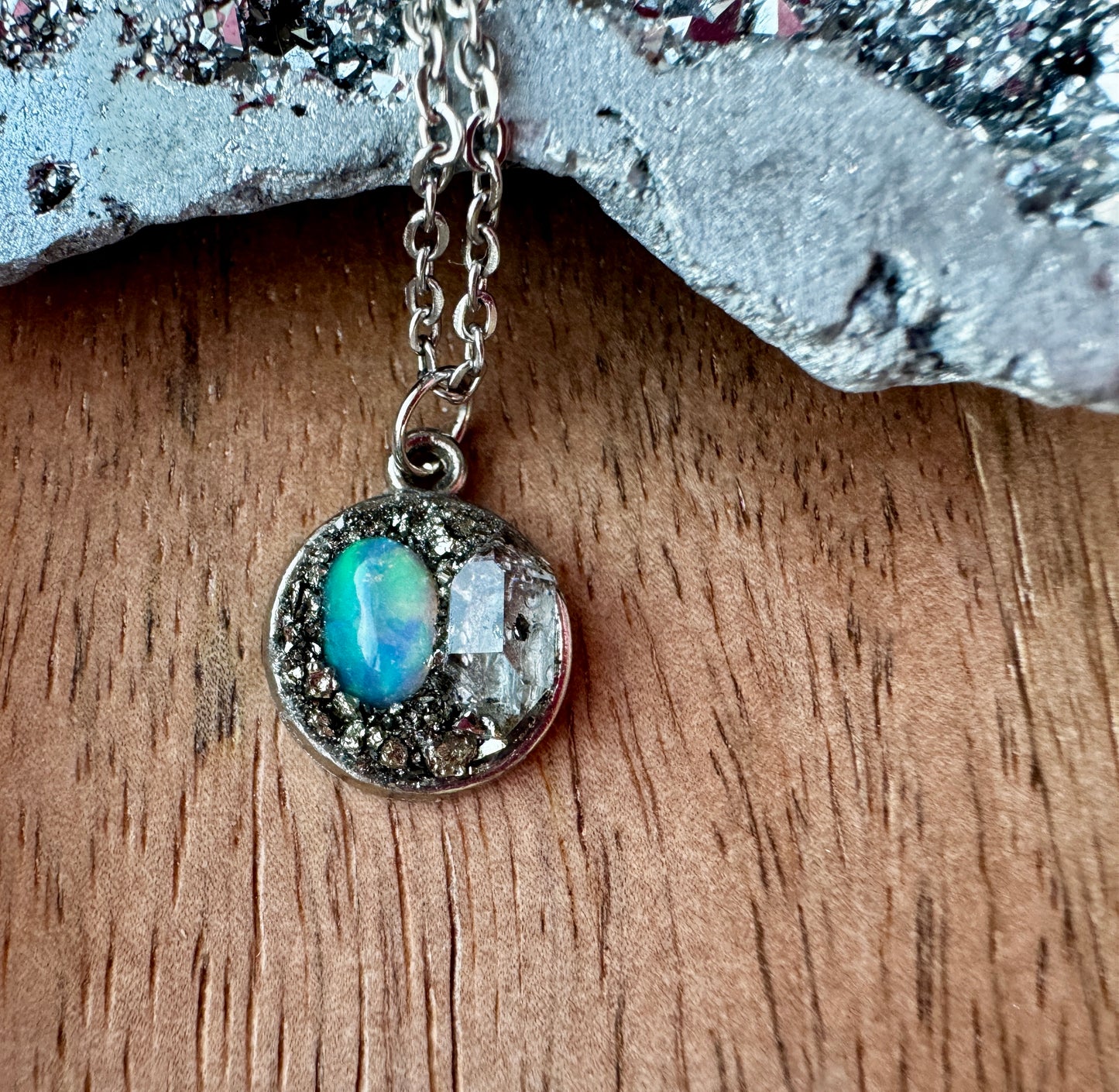 Opal & Herkimer Diamond Necklace