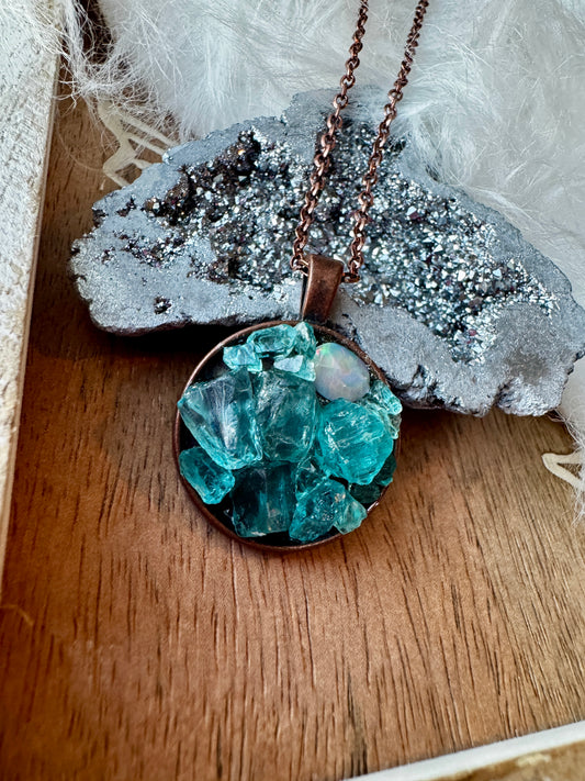 Neon Blue Apatite & Opal - Copper Necklace