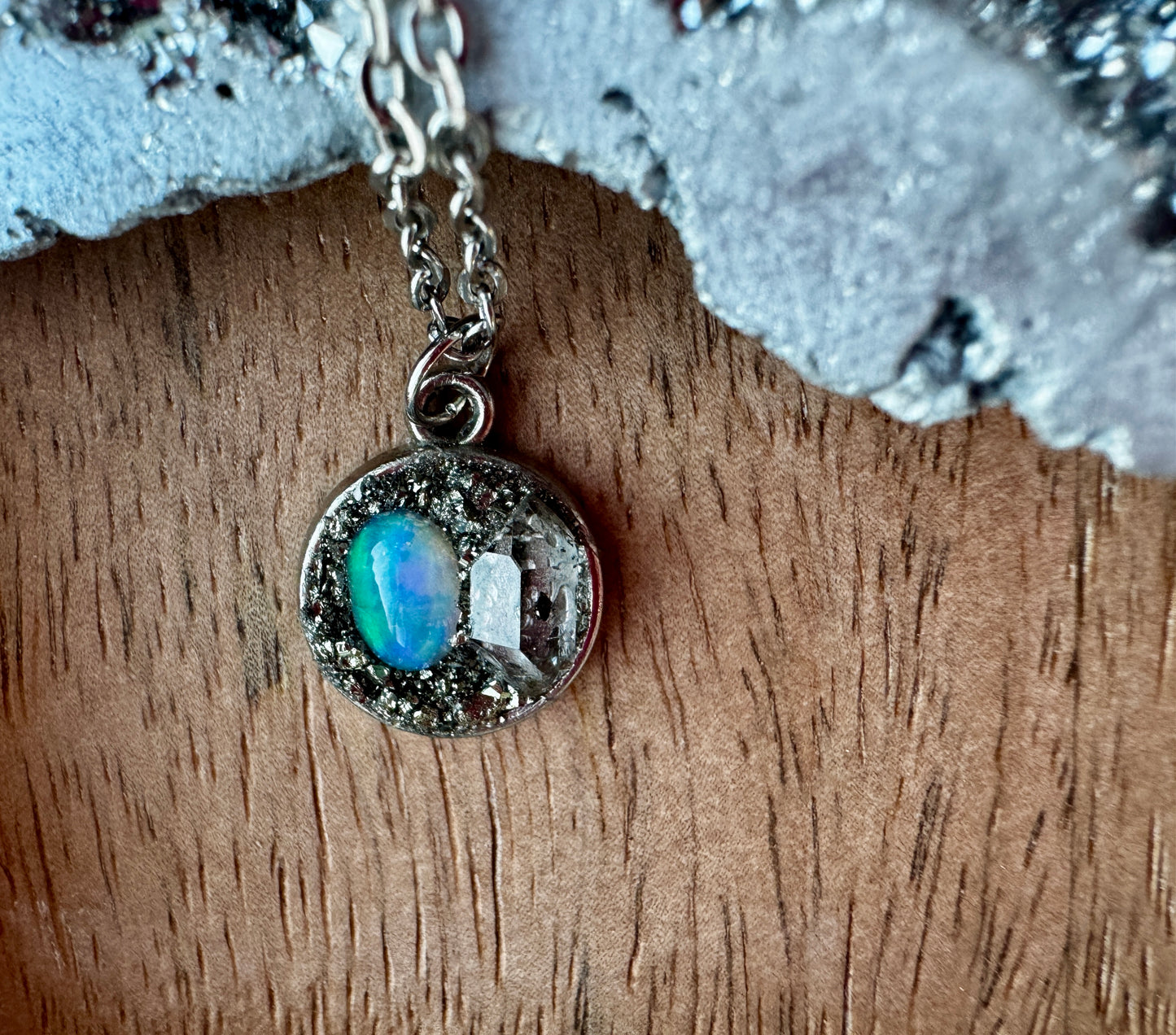 Opal & Herkimer Diamond Necklace