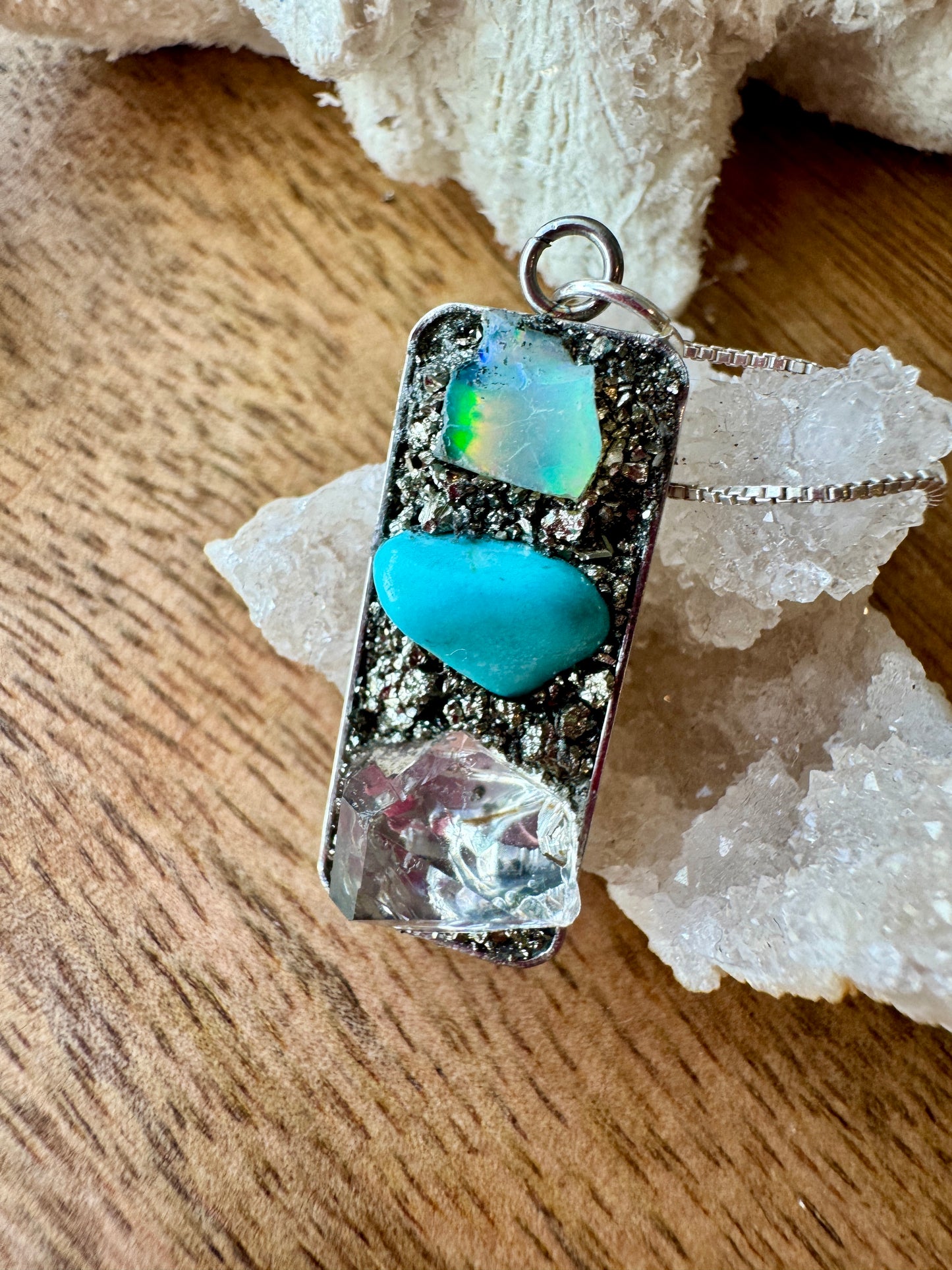 Opal, Turquoise & Herkimer Diamond Necklace