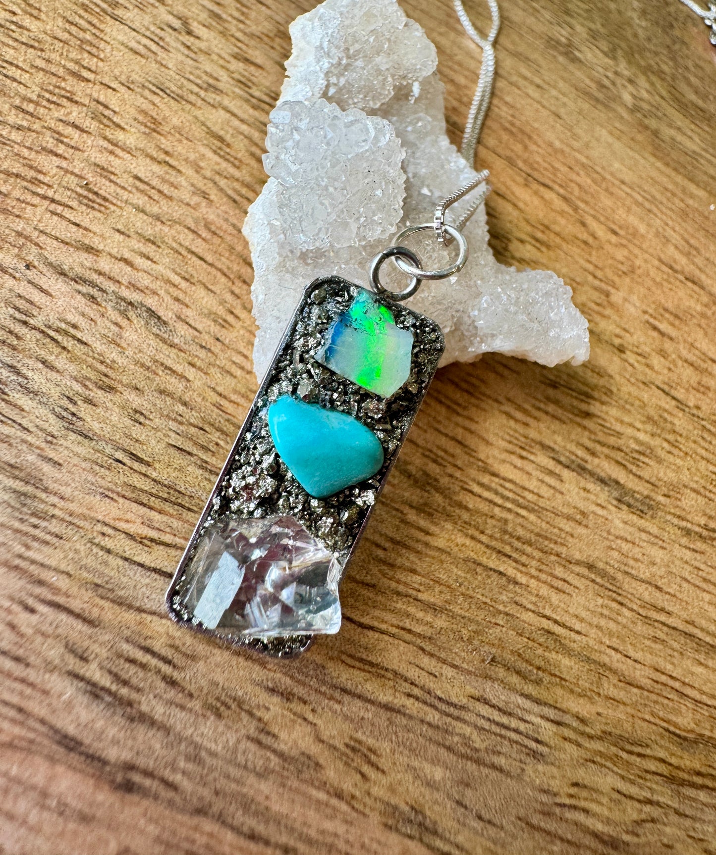 Opal, Turquoise & Herkimer Diamond Necklace