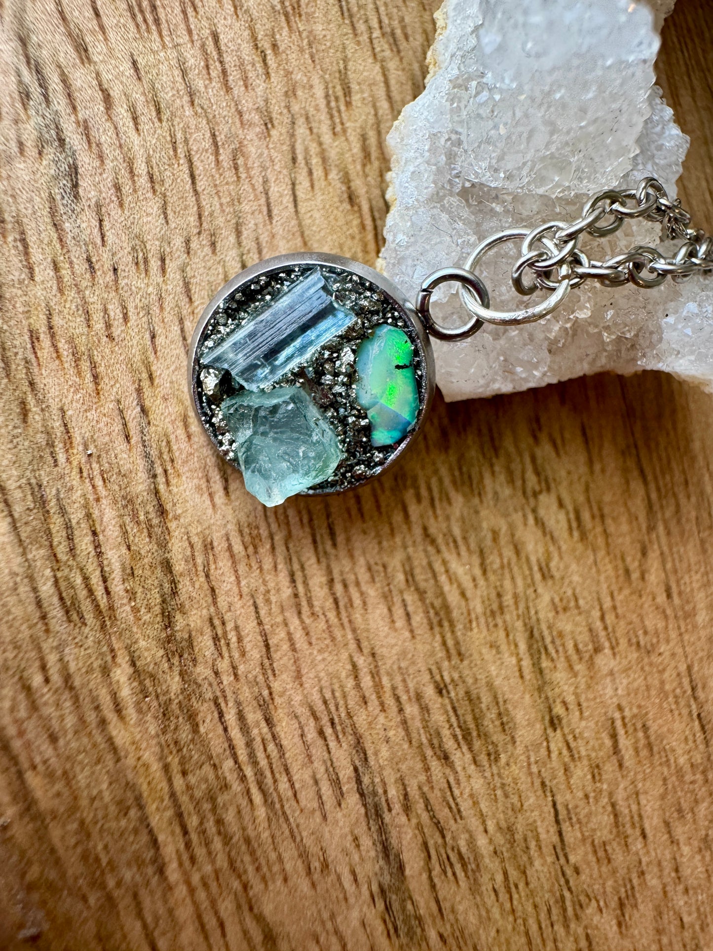 Opal, Aquamarine & Tourmaline Necklace