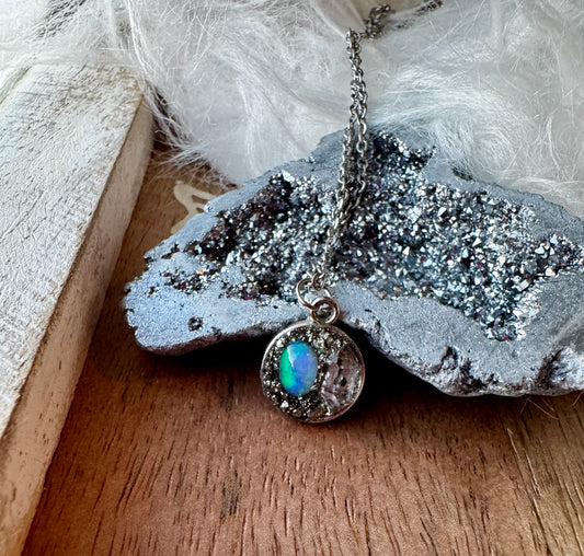 Opal & Herkimer Diamond Necklace