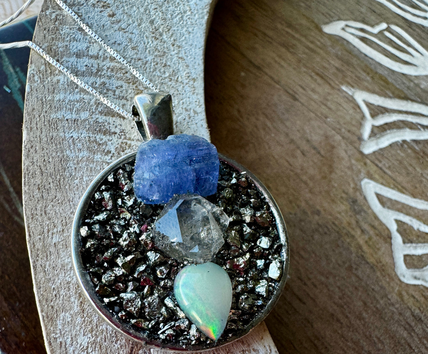 Raw Tanzanite, Herkimer & Opal Necklace