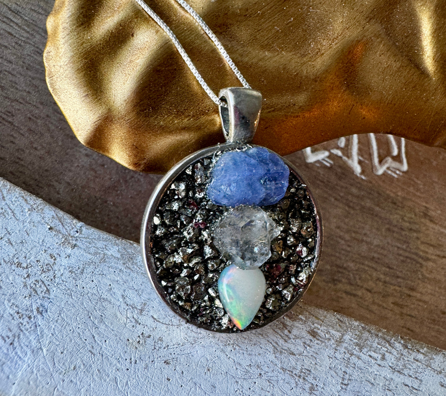 Raw Tanzanite, Herkimer & Opal Necklace