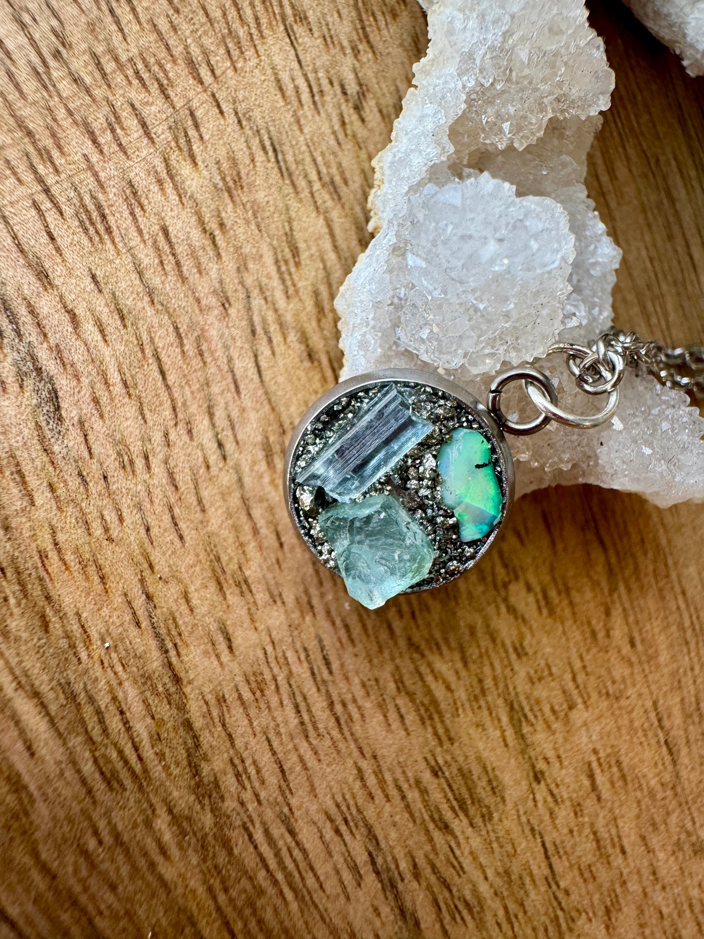 Opal, Aquamarine & Tourmaline Necklace