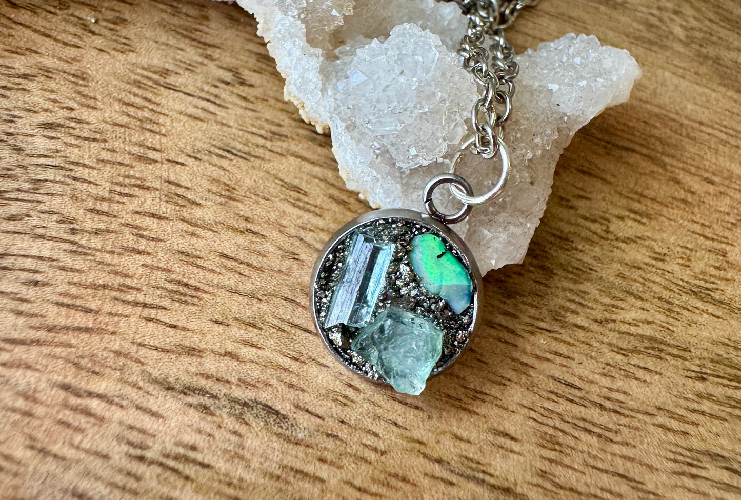 Opal, Aquamarine & Tourmaline Necklace