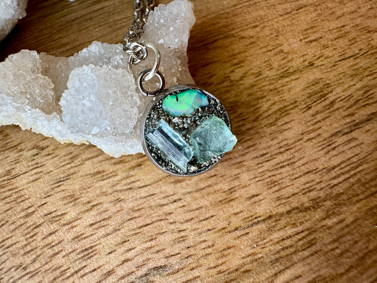 Opal, Aquamarine & Tourmaline Necklace