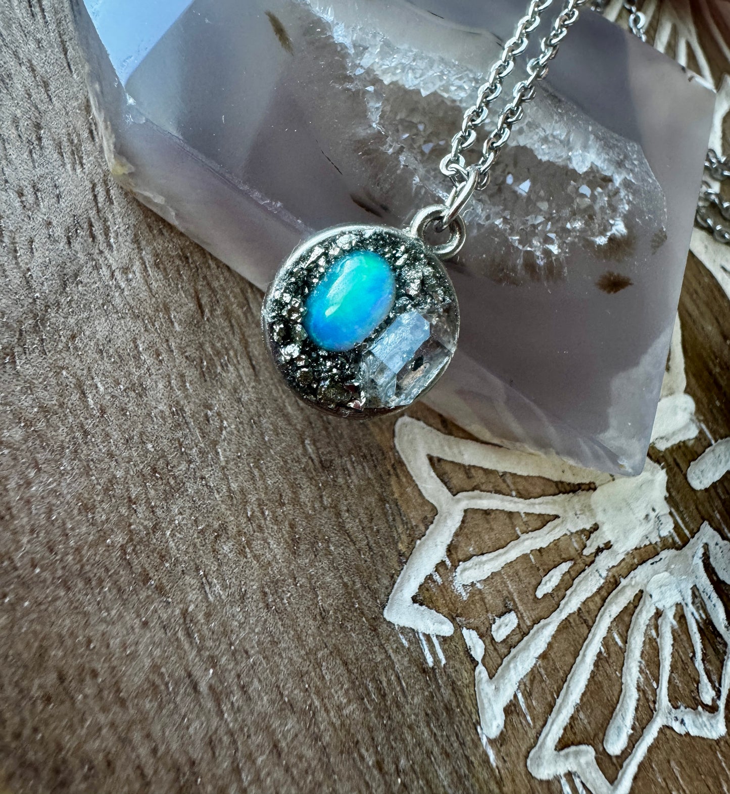 Opal & Herkimer Diamond Necklace