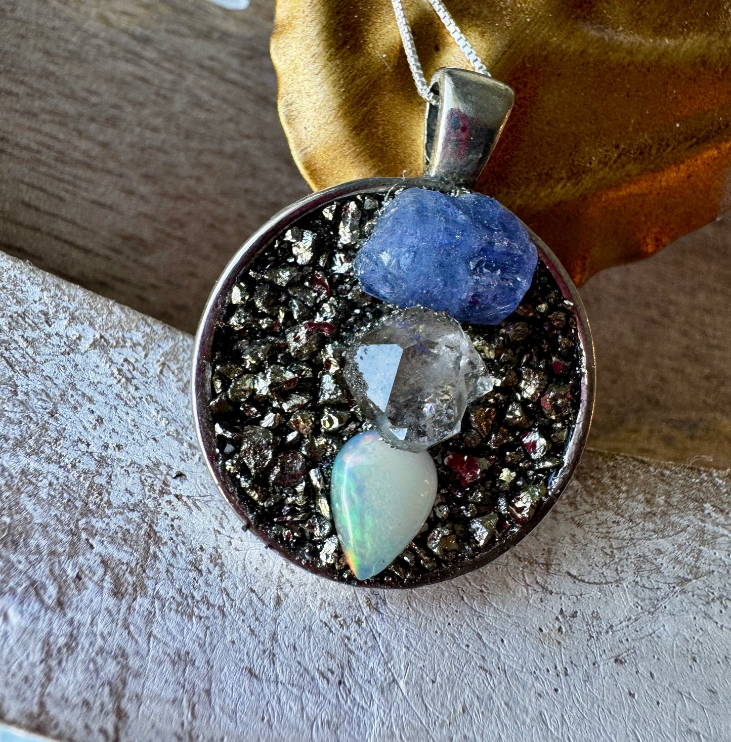 Raw Tanzanite, Herkimer & Opal Necklace