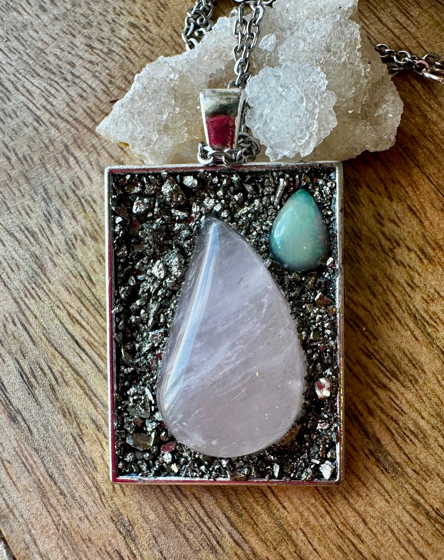 Rose Quartz & Opal Necklace